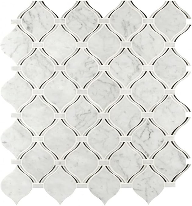 Danza Arabesque 10.94X10.19 Polished Marble Mosaic Tile, 7.8SFT/Case, (10Pcs)
