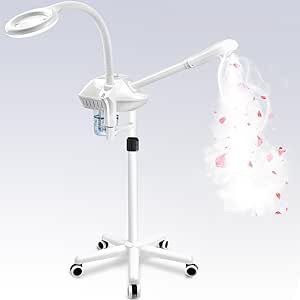 Facial Steamer Professional,2-in-1 Facial Steamer with 5X Magnifying Lamp,Ozone Facial Steamer for facial deep cleaning,Esthetician Facial Steamer for Home or SPA Use