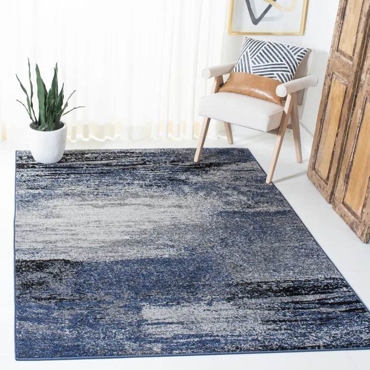 Algonquin Abstract Gray/Blue/Black Area Rug