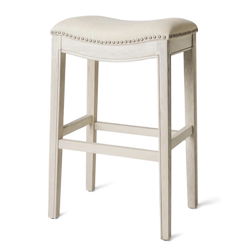 Maven Lane Adrien Backless Saddle Kitchen Counter Stool with Fabric Upholstery