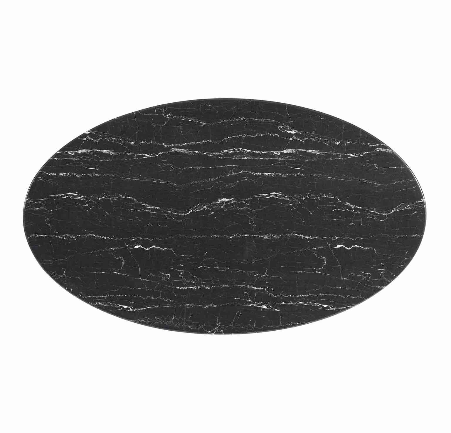 Modway Lippa Oval 60" Mid-Century Modern Artificial Marble Dining Table Top in Black 