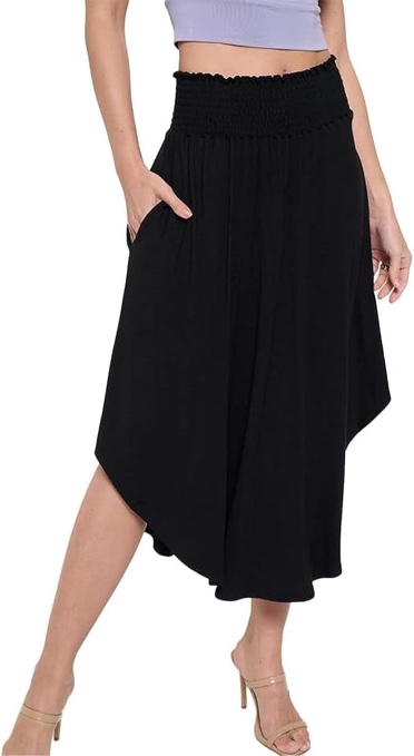  Visit the Stylish FABRIC Store Stylish FABRIC Women's Midi Long Skirt, Flowy, Sexy Outfit, High Waisted, Summer Outfit, Pull On, Casual Black
