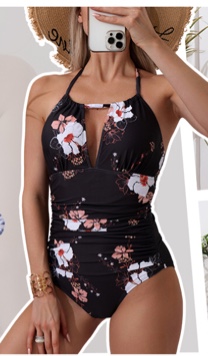 Eomenie Women's One Piece Swimsuits Tummy Control Halter Slimming Bathing Suit Plunge 1 Piece Swimsuit for Woman A-1 XX-Large