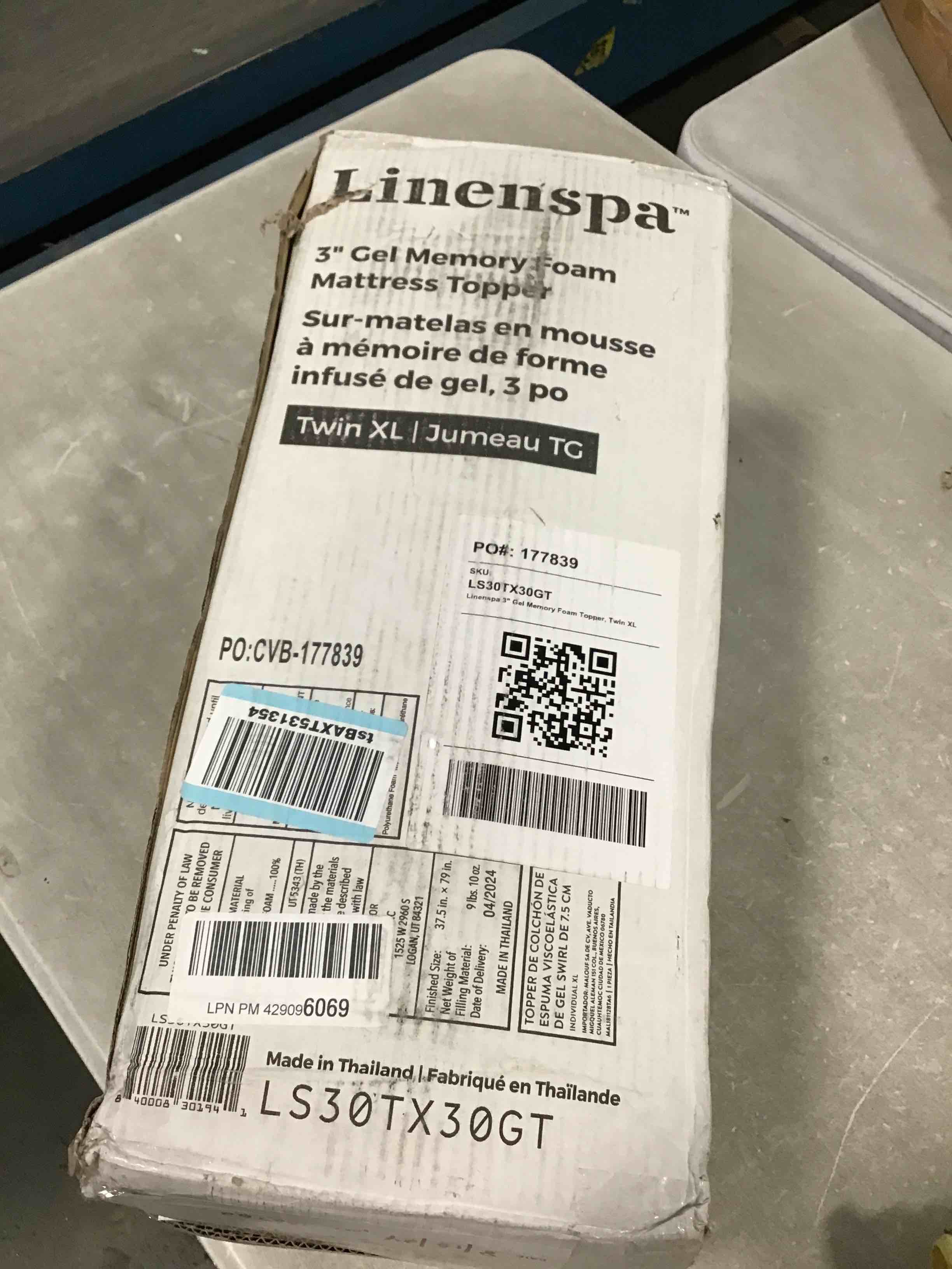 LINENSPA Memory Foam Mattress Topper 3 Inch Gel Infused Memory Foam