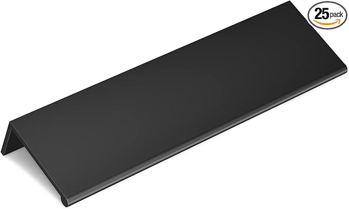 goldenwarm 25 Pack Black Finger Edge Pulls Matte Black 5in Handles Drawer Finger Pulls Modern Cabinet Tab Pulls Black Kitchen Cabinet Hardware Dresser Drawer Handles, 128mm Hole Centers