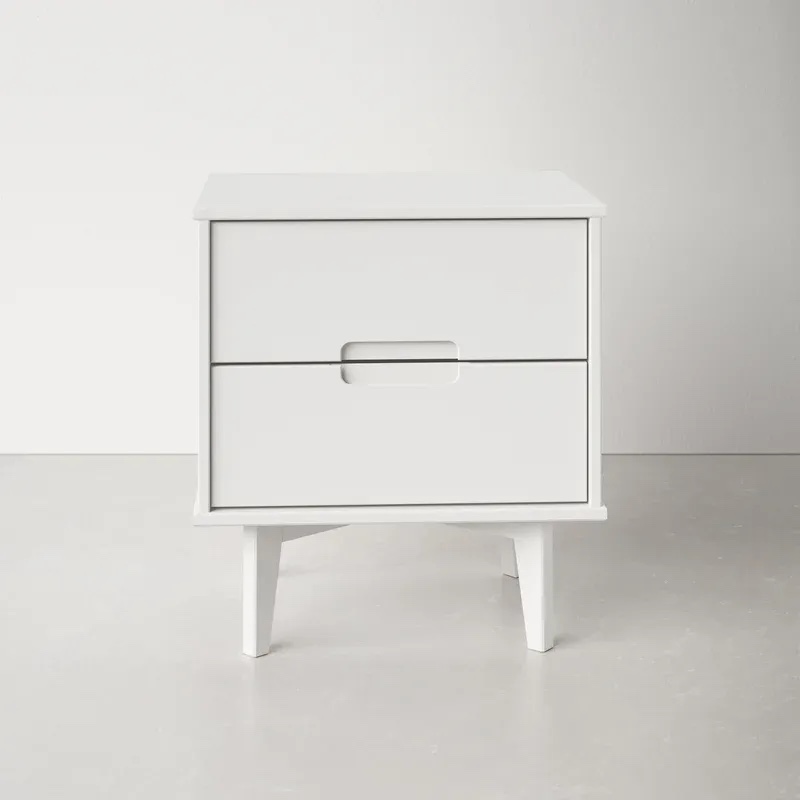 Mags Solid Wood Groove 2-Drawer Nightstand