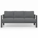 ( incomplete,missing pieces)Wisteria Lane Patio Furniture Aluminum Sofa, All-Weather Outdoor 3 Seats Couch, Gray Metal Chair with Dark Grey Cushions