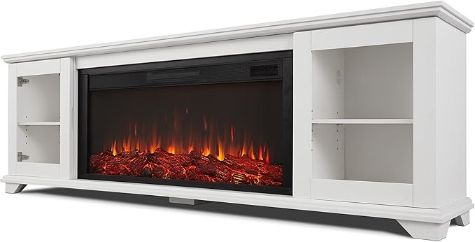 (incomplete,missing pieces)Benjamin 81" Landscape TV Stand with Electric Fireplace by Real Flame
