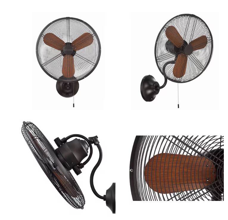 Harbor Breeze Marina Cove 18-in Oscillation Indoor or Outdoor Bronze Wall Mounted Fan