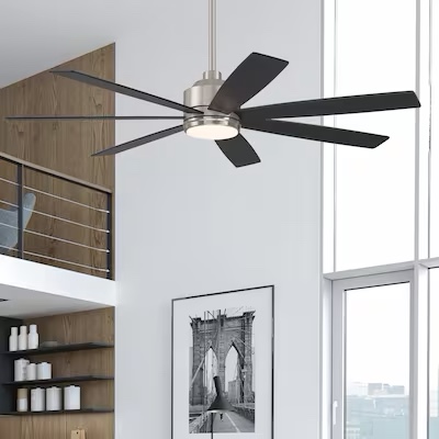 Harbor Breeze Cogdell 60-in Brushed Nickel with Black/Auburn Blades Color-changing 