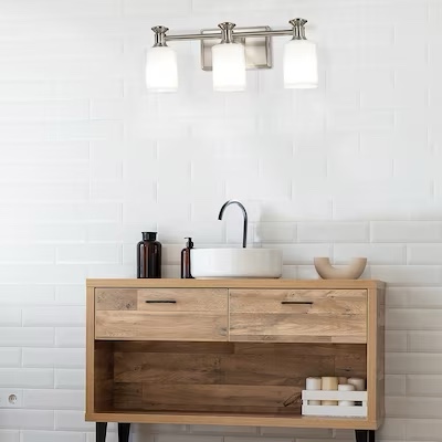 allen + roth Gracey 19.17-in 3-Light Brushed Nickel Modern/Contemporary Vanity Light