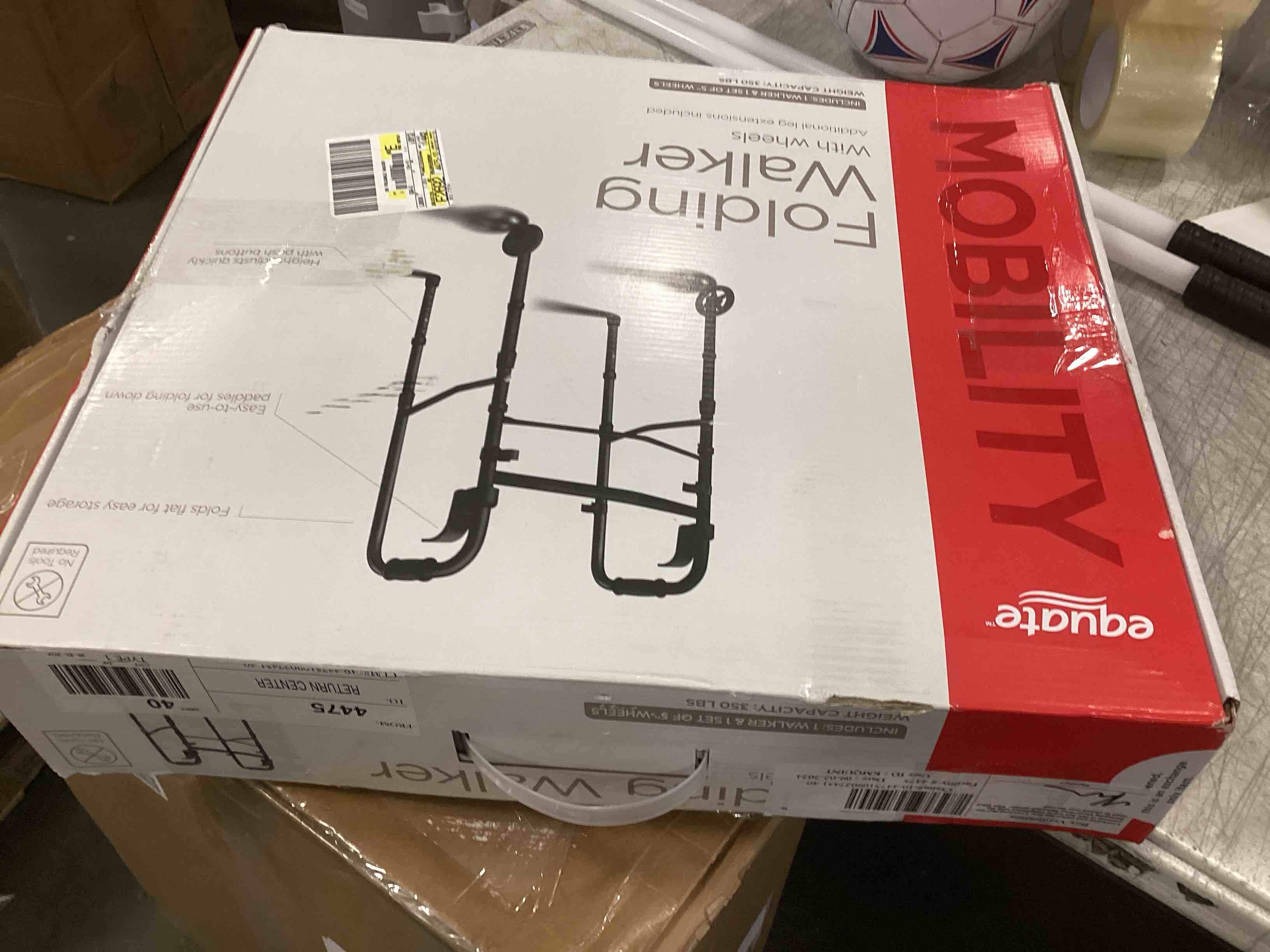 Equate Folding Walker with Wheels Black