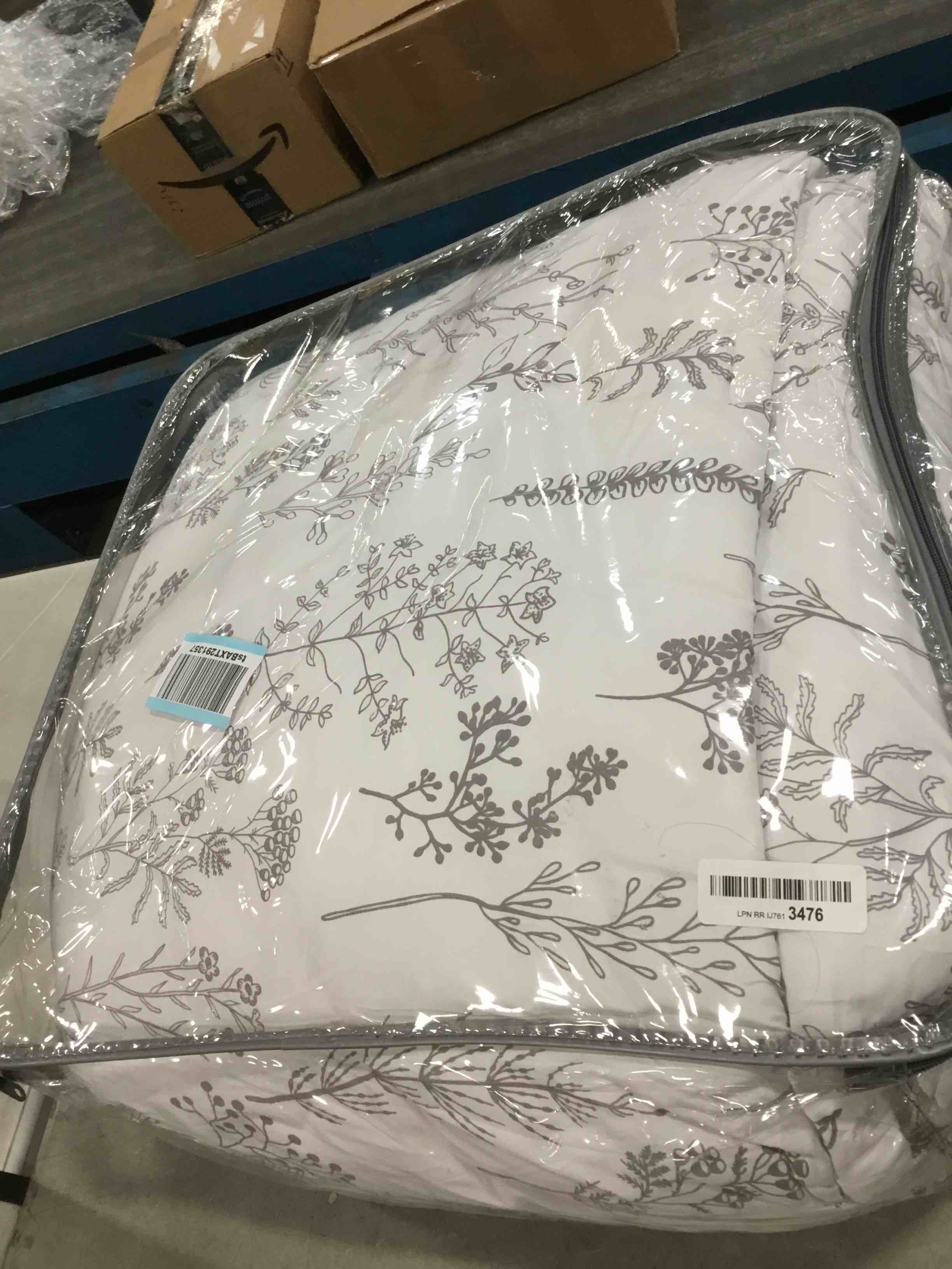 Bedsure Queen Comforter Set Grey Comforter, Cute Floral Bedding