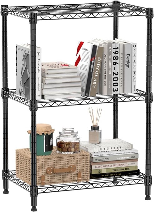 SsngygHme 3 Tier Shelf Storage, Wire Shelving Unit, 3 Tiers Standing Shelving Units Adjustable Metal Organizer Wire Rack with Leveling Feet, 23.6" x13.7 x 35.5(L)