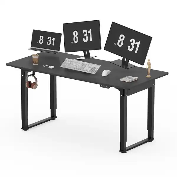 FlexiSpot 55"/63"/71" Height Adjustable Standing Desk 4 Legs Dual Motors Home Office Computer Desk Black 