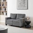 Incomplete box 2/2 57 Inch Loveseat Sofa, 2 Seater Couch with Removable Storage Box and 6 Wood Legs, Corduroy Love Seat Couches for Living Room, Bedroom, Lounge, Dark Gray