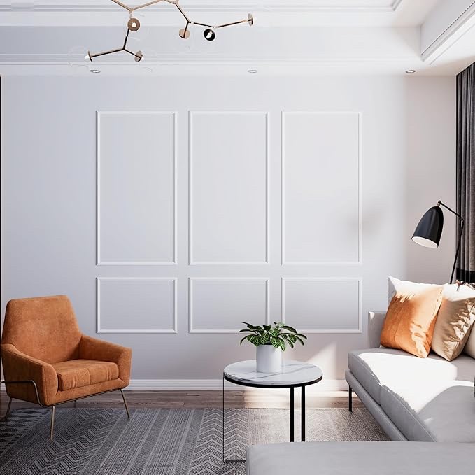 Wall Molding Kit, Premade Wainscoting Panels, Picture Frame Moulding, Pre Cut Wall and Door Molding &Trim Panel Kits, Wainscot Wall Panel for Home Decoration, 6 Frames