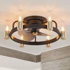 20 in. Indoor Black and Gold Farmhouse Rustic Vintage Flush Mount Ceiling Fan with Light with Remote Included