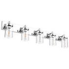 Aipsun Chrome Bathroom Light Fixtures 5 Light Bathroom Vanity Light Stainless Steel Bathroom Wall Light with Clear Glass Shade(Exclude Bulb)