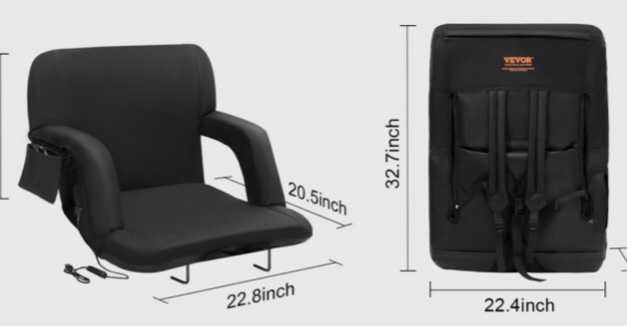 VEVOR Double Heated Stadium Seat with Back Support, 3 Level Heating Wide Bleache