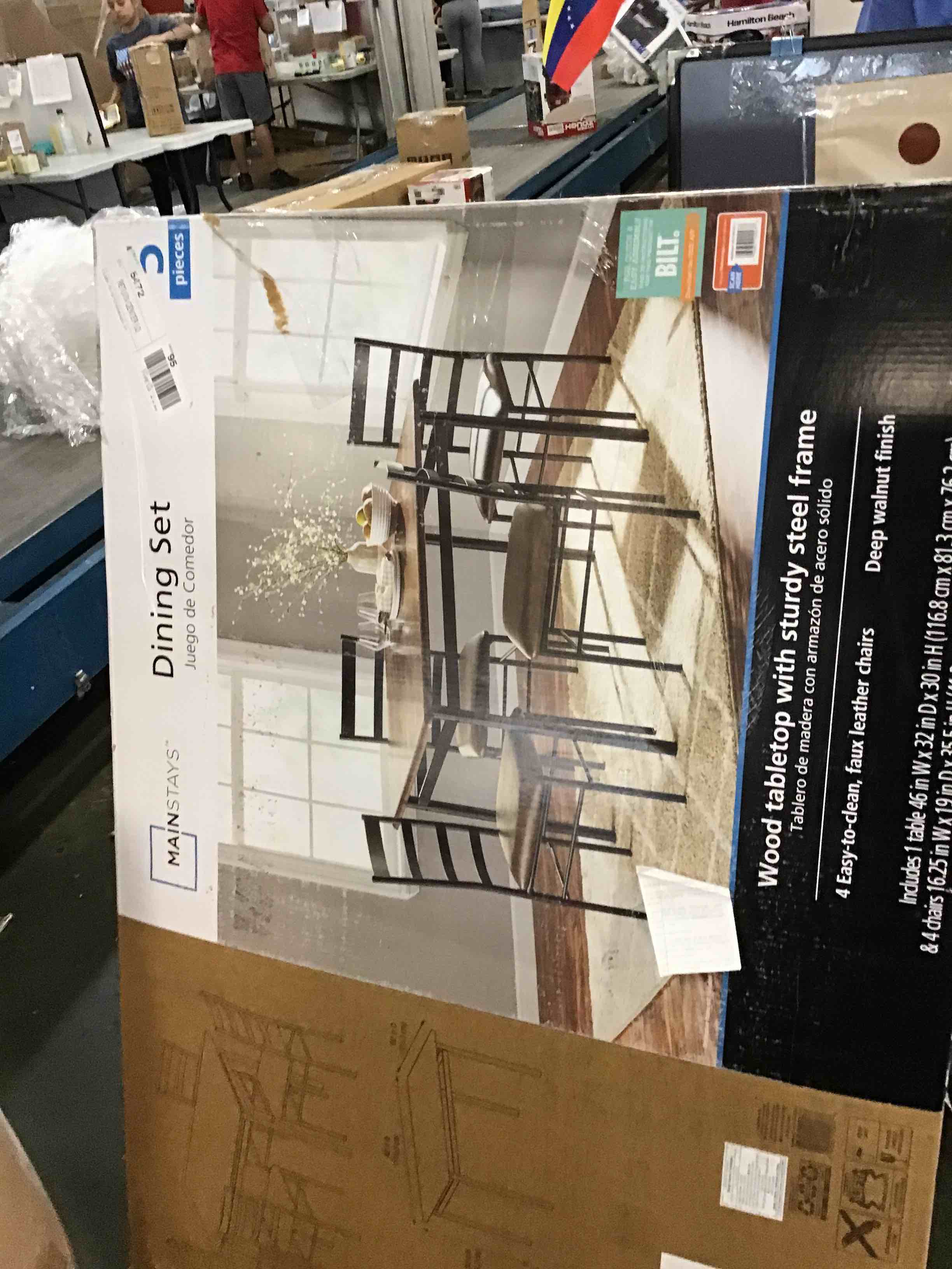 Mainstays 5Piece Wood & Metal Dining Room Set, Canyon Walnut & Black