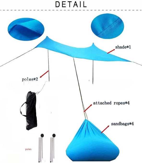 Beach Leica Canopy Sunshade Tent! Whether You're Heading to The Beach, Going Fishing, or Camping, This Tent Is an Absolute Game-changer! (white,210 * 160 * 150cm)