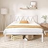 Novilla Full Size Bed Frame with Headboard, 14 Inch Platform Bed Frame No Box Spring Needed, Metal Full Bed Frame with Storage Space, Wooden Slats Support, Easy Assembly, White