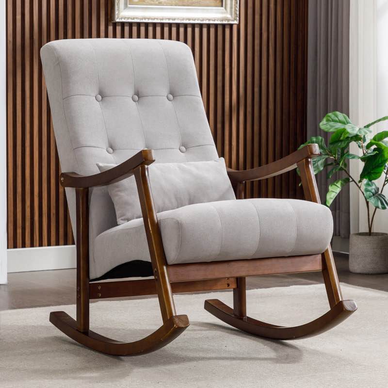Joedon 25.2''Wide Modern Comfortable Solid Wood Tufted Upholstery Rocking Chair with One Pillow