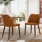 Upholstered Solid Wood Small Dining Chair (Set of 2)