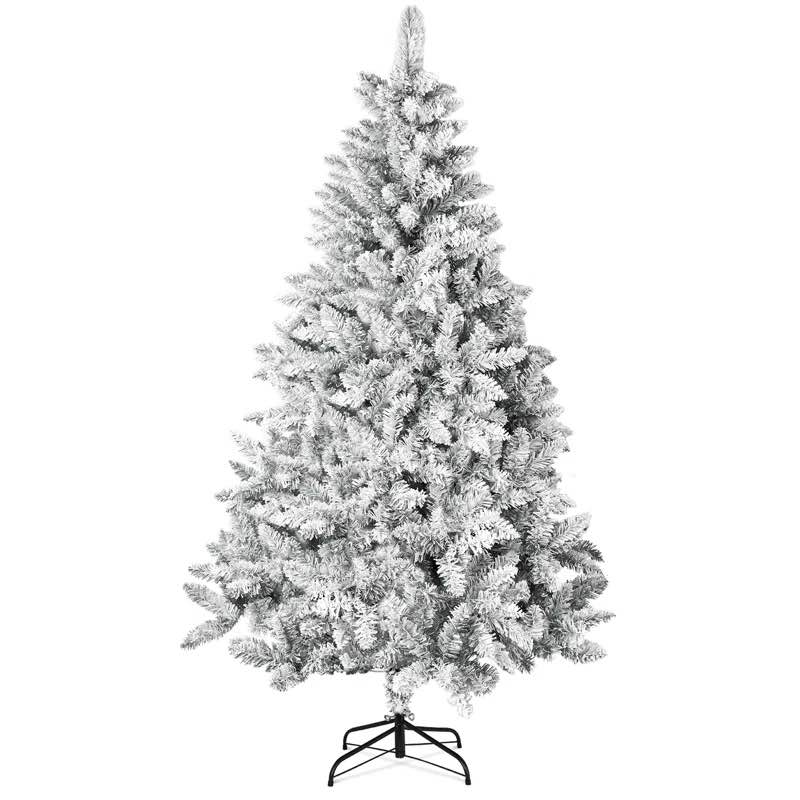6' / 7' Snow Flocked Artificial Christmas Tree with Metal Stand