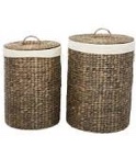 Seagrass Handmade Decorative and Functional Storage Basket with Liner and Matching Tops