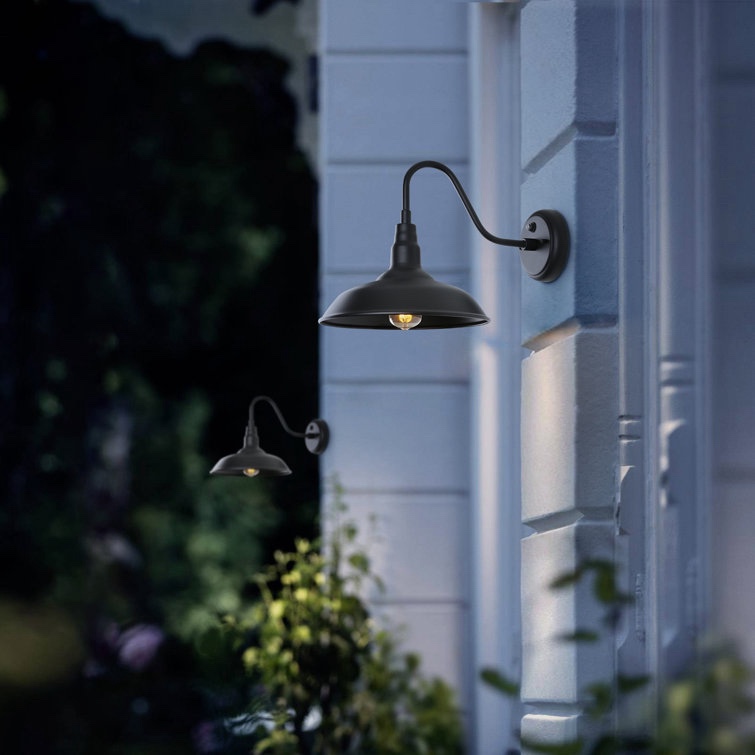 Large Dusk to Dawn Gooseneck Light for Farmhouse, Black Outdoor Barn Lights with Photocell Sensor