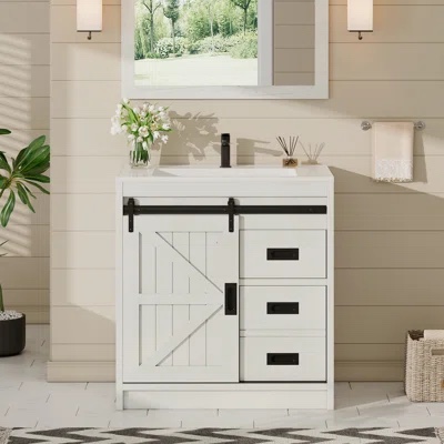 31In Sliding Barn Door Bathroom Vanity For Sink  