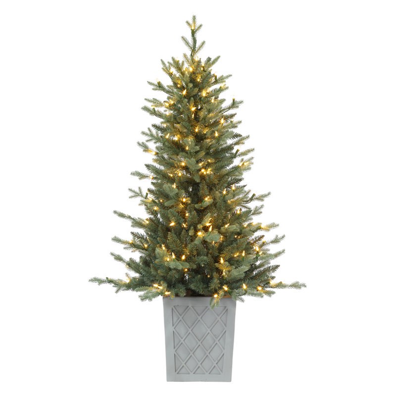 4'6" H Green Realistic Spruce Artificial Christmas Tree with 200 LED Lights