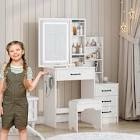 Latitude Run Vanity Desk With Mirror & Lights,Vanity Dressing Table for Teenagers