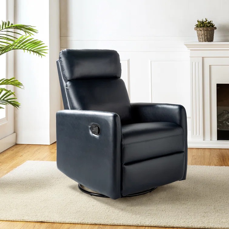 25" Wide Faux Leather Manual Swivel Standard Recliner