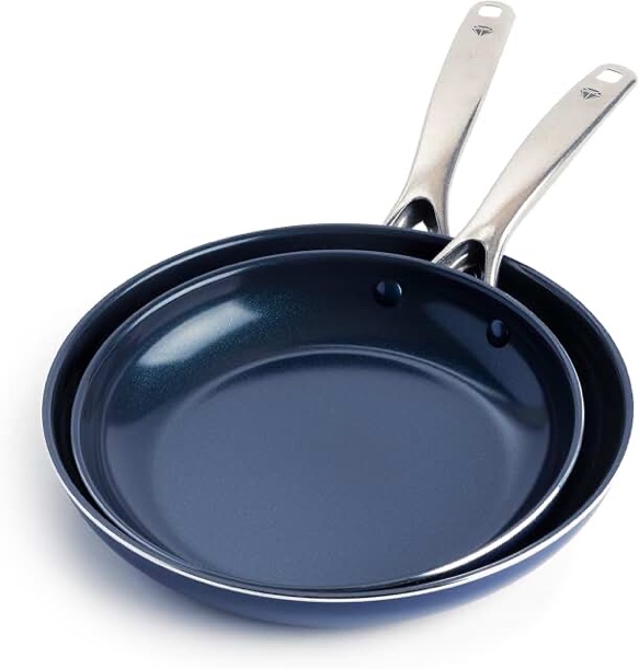 Blue Diamond Toxin-Free Ceramic Nonstick 2-Pack Frypan/Skillet Set  9.5  and 11