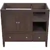 35 in. W x 18 in. D x 31 in. H Bath Vanity Cabinet with Top in Brown with Doors and Drawer, Adjustable Shelf