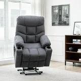 Danrelax Electric Power Lift Chair Recliner Sofa for Elderly with Vibration Massage and Lumbar Heated, 2 Side Pockets and Cup Holders, USB Ports, Convenient Remote Control