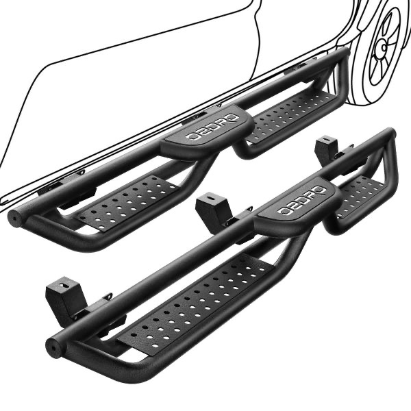 Running Boards for 2018-2024 Jeep Wrangler JL Unlimited 4 Door Side Steps, Heavy-Duty Black Powder Coated Two Stairs Design Nerf Bar