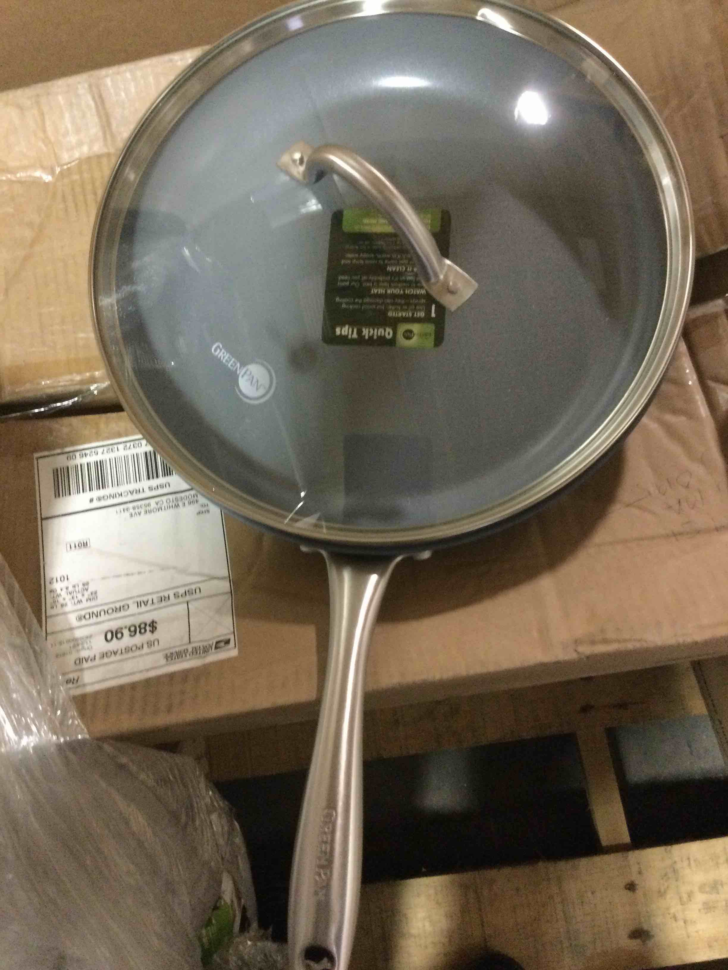 GreenPan Lima Hard Anodized Healthy Ceramic Nonstick 12" Frying Pan Skillet with Lid, PFAS-Free, Oven Safe, Gray