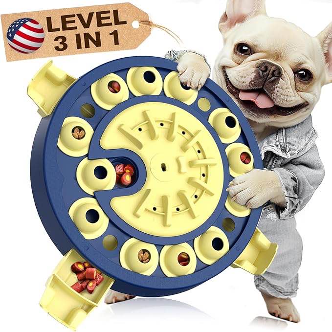 KADTC Dog Puzzle Toy Brain Mental Stimulation Mentally Stimulating Enrichment Puppy Treat Food Feeder Dispenser Advanced Level 4 3 2 1 Interactive Games for Small/Medium/Large Aggressive Chewers A