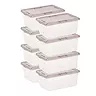 IRIS USA, Snap Top 17.2 Quart Plastic Storage Box with Gray Lid, 12” W x 17.5” L x 7” H, 8 Piece Set