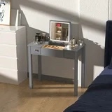 Organizedlife Facilehome Uptown 1 Piece Adult Modern Vanity Table Set with Gray Solid Print, LED Lights and Mirror