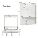 Queen Size Murphy Bed, Cabinet Bed Folding Wall Bed with USB Port, Space Saving Furniture for Bedroom Home Office, White