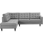 Modway Empress Mid-Century Modern Upholstered Fabric Left-Arm Facing Sectional Sofa in Light Gray