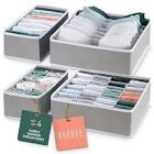 Ruboxa Dresser Organizer - Set of 4 Drawer Organizers for Clothing, Bra and Underwear Organizer Bins for Bedroom Organization, Breathable, Easy Assemble, Foldable, for Lingerie, Sock, Tie ETC. (Gray)