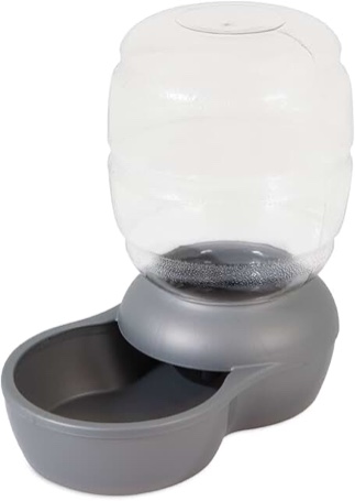 Petmate Replendish Automatic Gravity Waterer for Cats and Dogs, BPA-Free, No Batteries Required, Includes Charcoal Filter, 2.5 Gallons, Made in USA,Silver