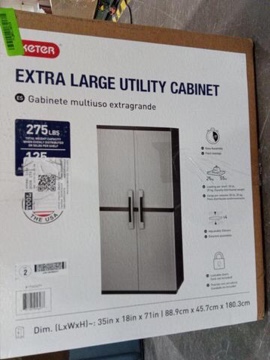 Keter Utility jumbo cabinet Plastic Freestanding Garage Cabinet in Gray (34.5-in W x 70.8-in H x 17.5-in D