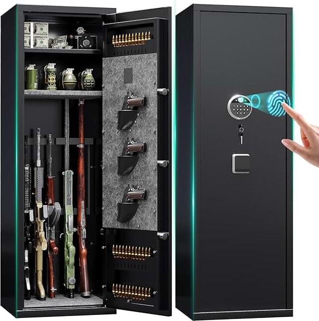 Karini 4-5 Gun Safe,Gun Safes for Rifles and Shotguns,?Gun Safes for Home Rifle and Pistols,Quick Access Gun Cabinets,Rifle Safe with Storage Shelves (H55.12"xW12.6"xD9.84"(Electronic))